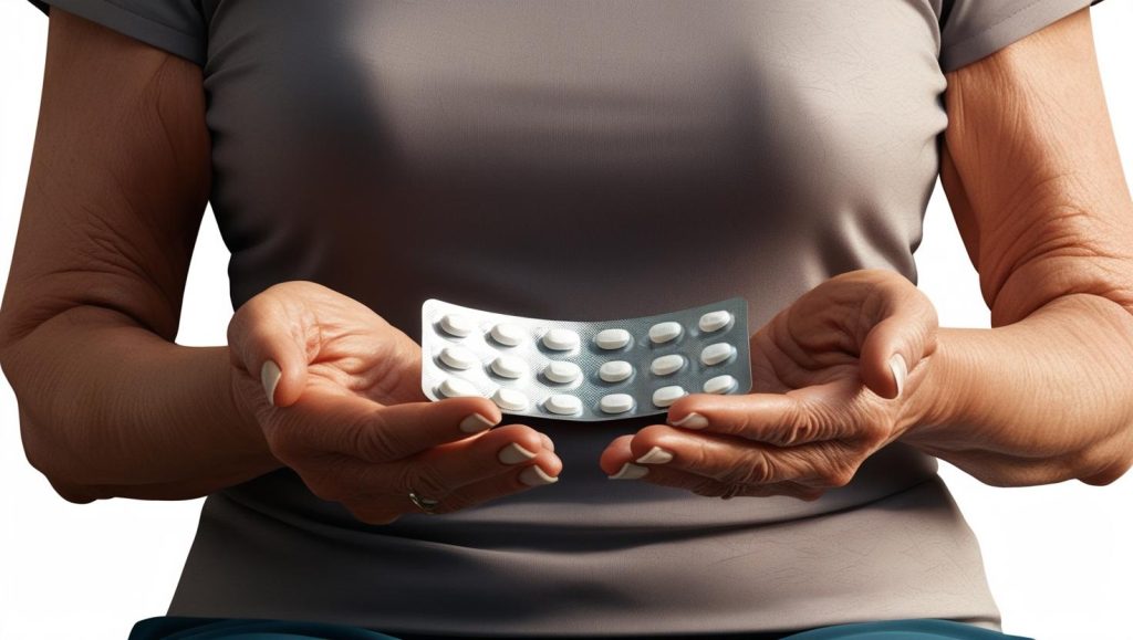 Donna che tiene in mano un blister di medicinali